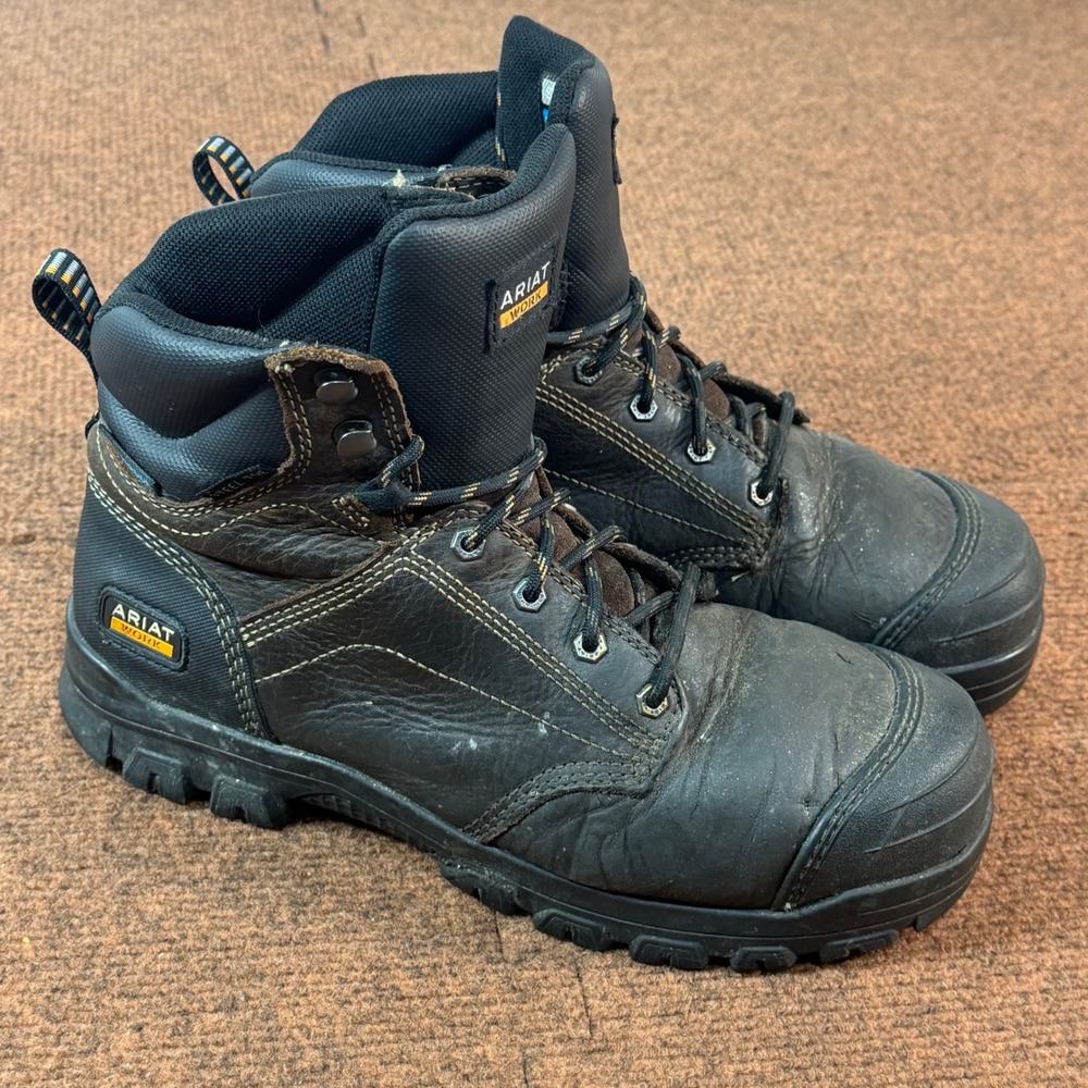 Ariat Work Womens Steel Toe Waterproof Boots Black Leather EH 10040405 US 8.5W